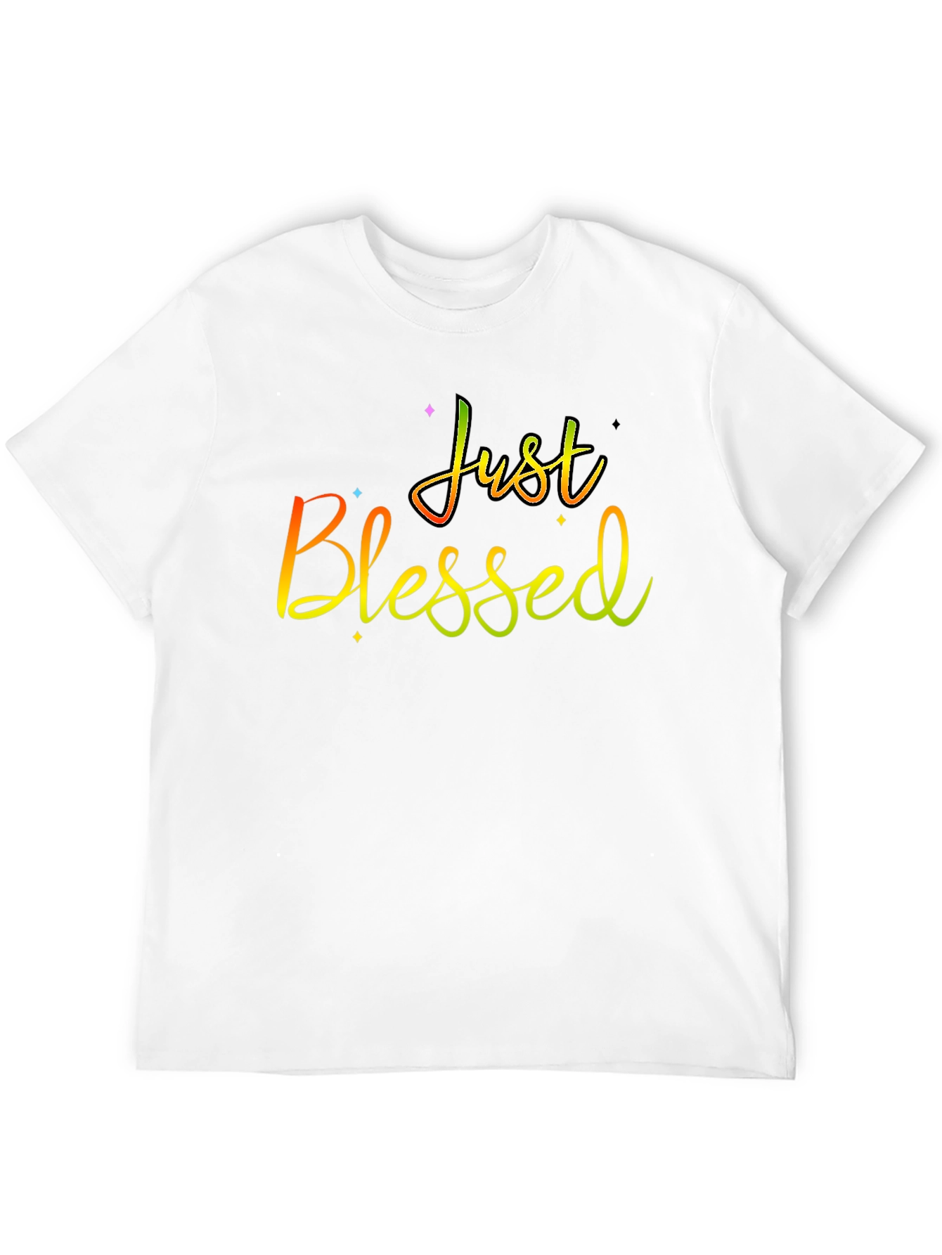 Just Blessed Rainbow Text Black T-Shirt