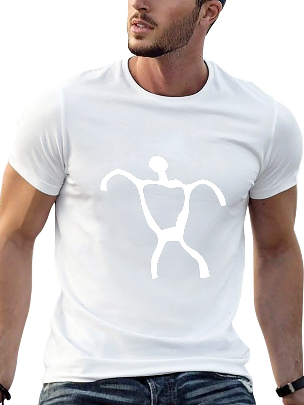 Abstract Man Graphic Print Black T-Shirt