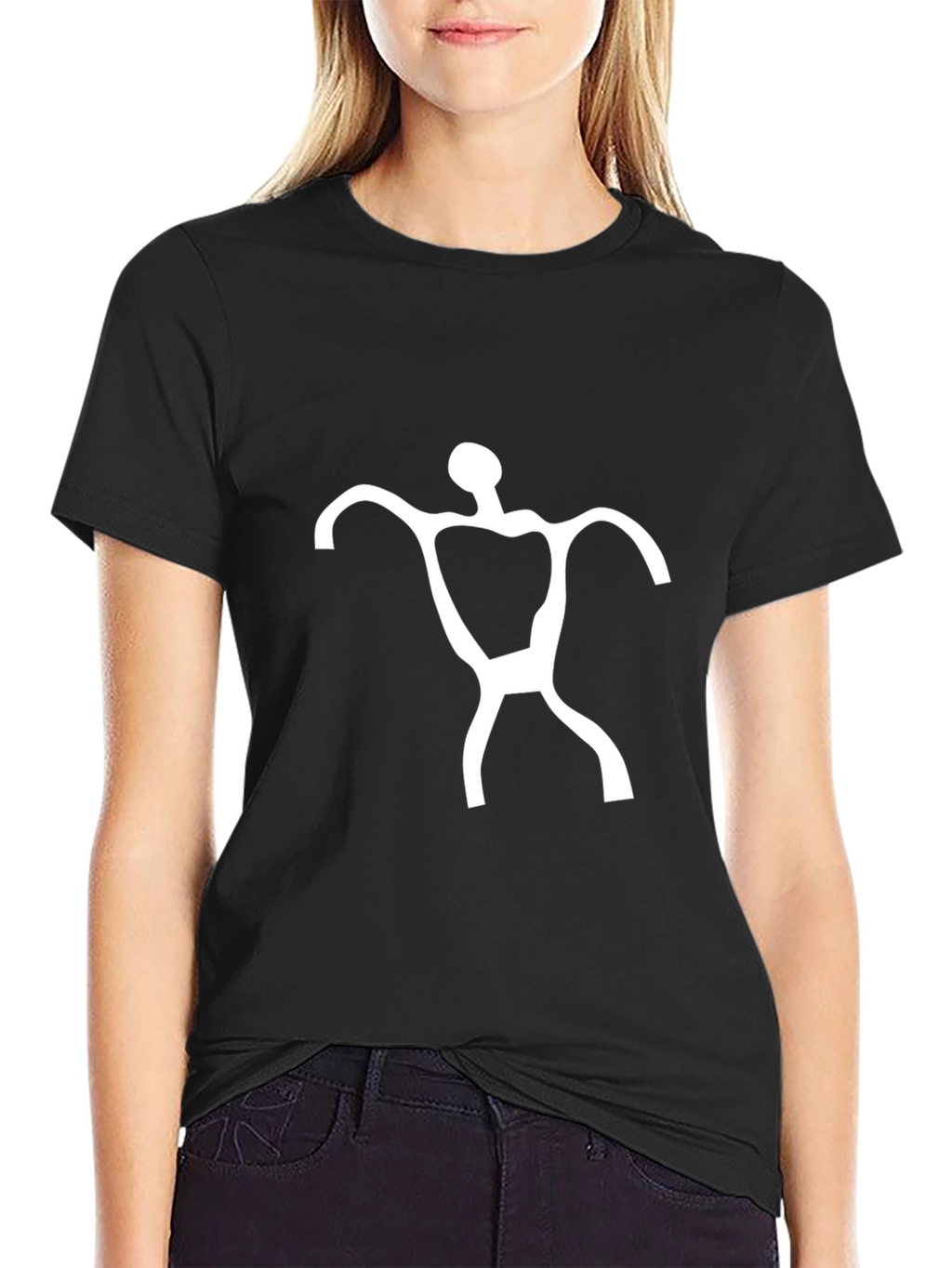 Abstract Man Graphic Print Black T-Shirt