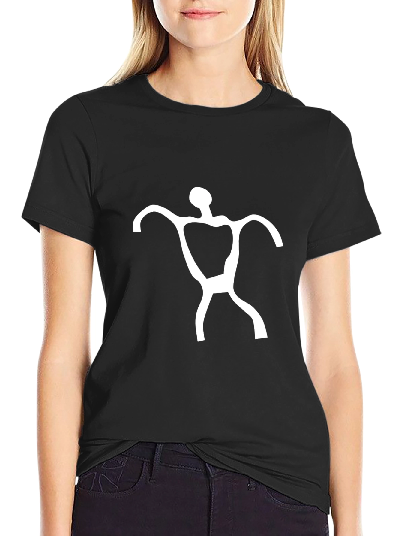 Abstract Man Graphic Print Black T-Shirt