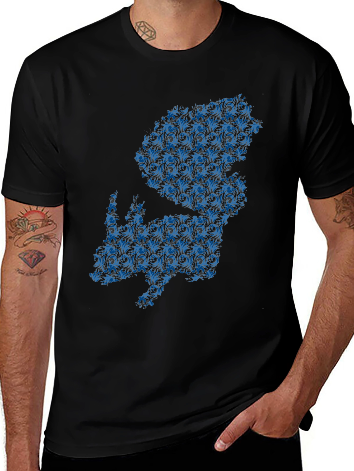 Floral Squirrel Graphic T-Shirt - Mens Black Tee