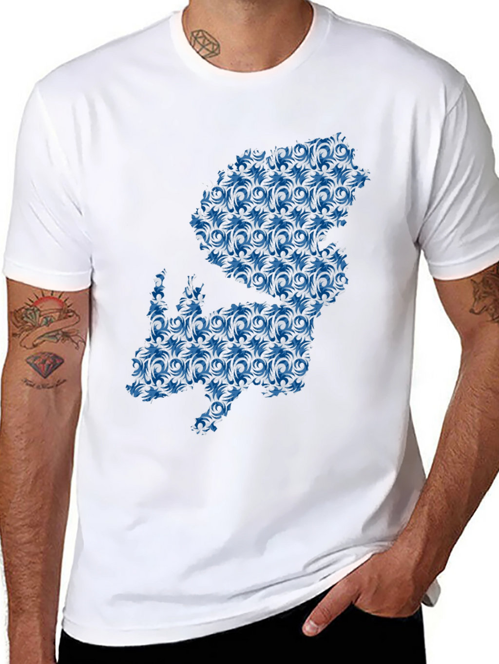 Floral Squirrel Graphic T-Shirt - Mens Black Tee