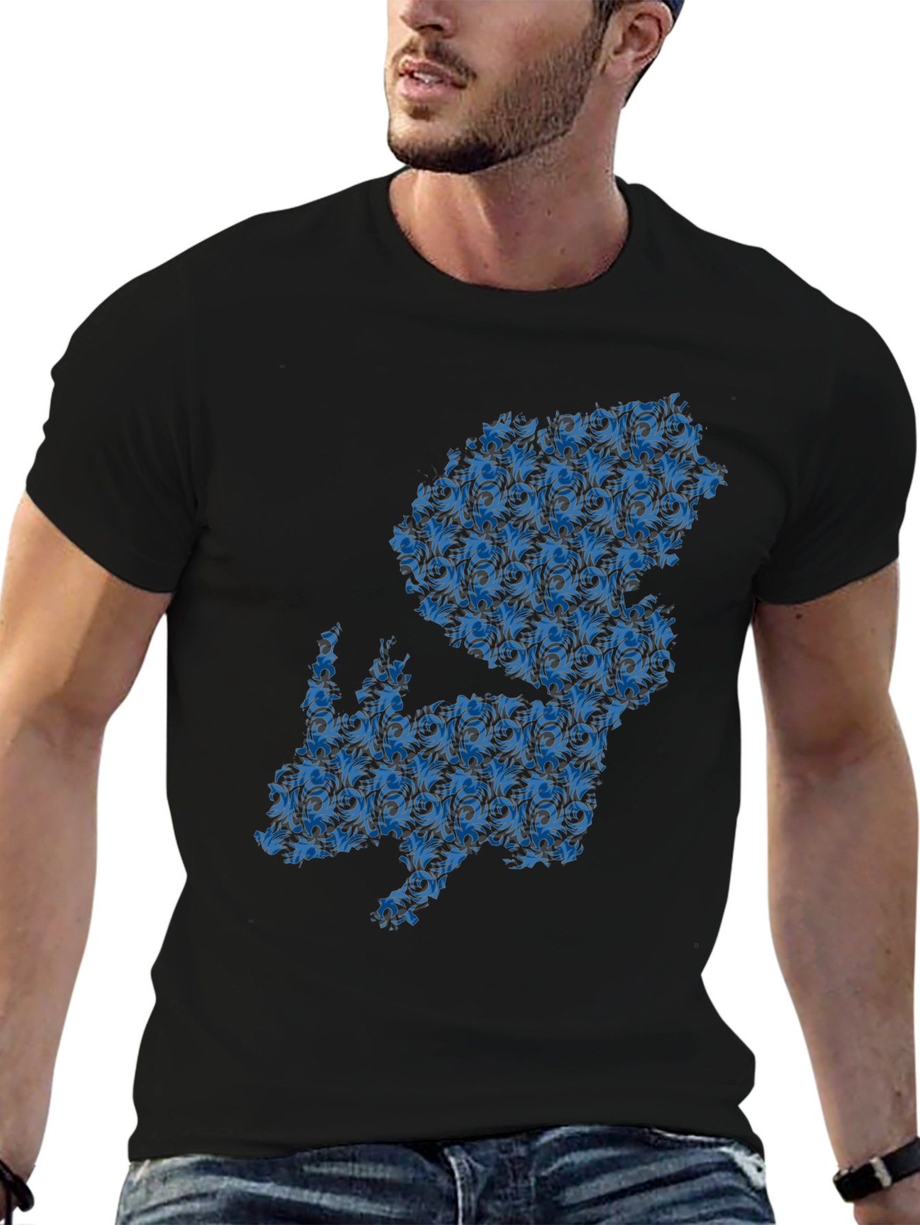 Floral Squirrel Graphic T-Shirt - Mens Black Tee