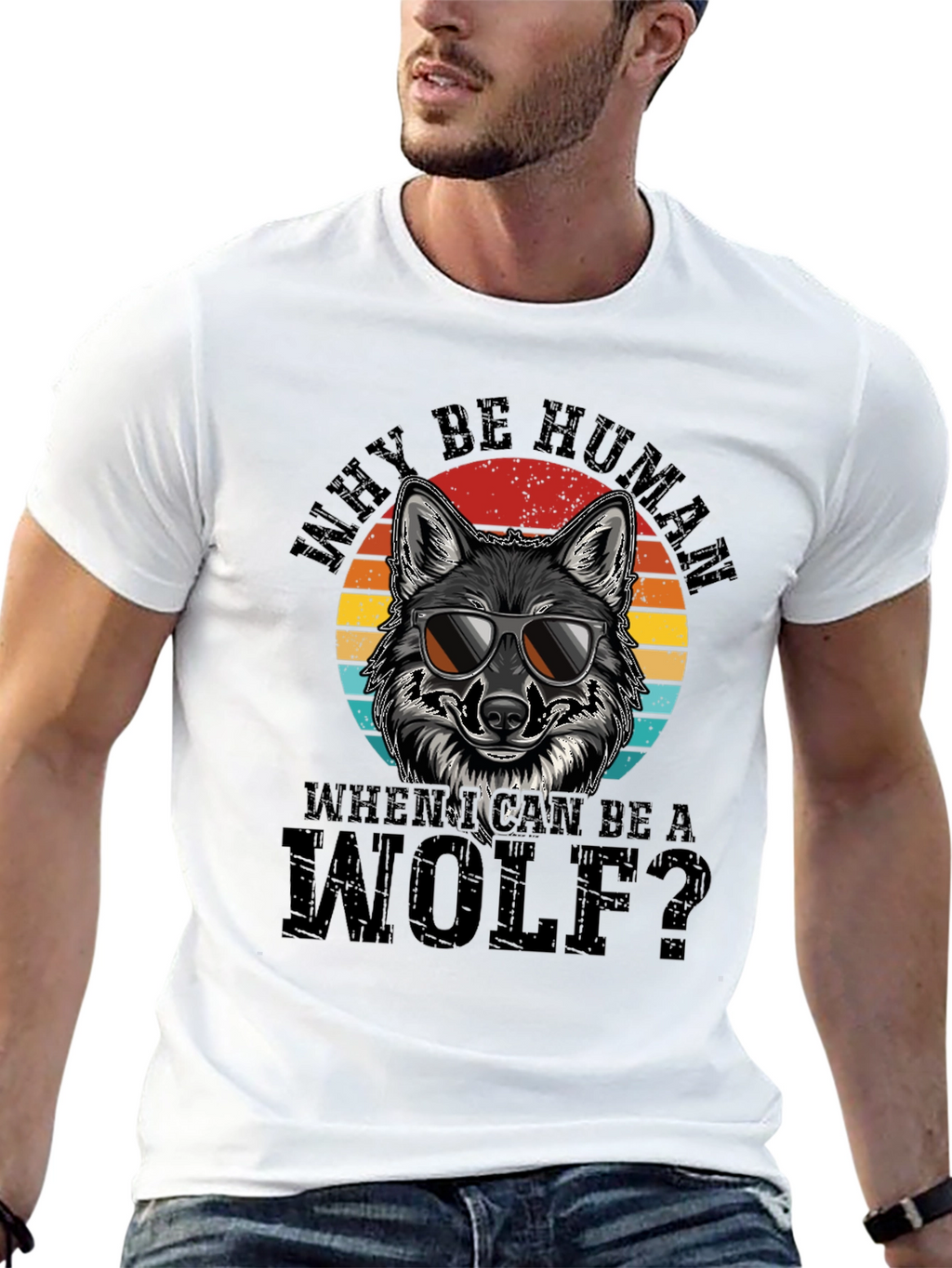 Why Be Human Wolf Graphic Tee