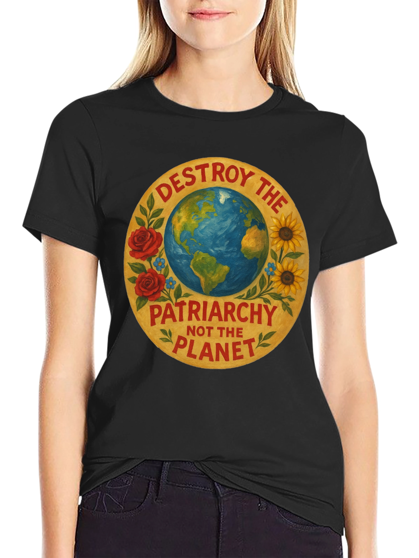 Destroy Patriarchy Planet Earth Graphic Tee