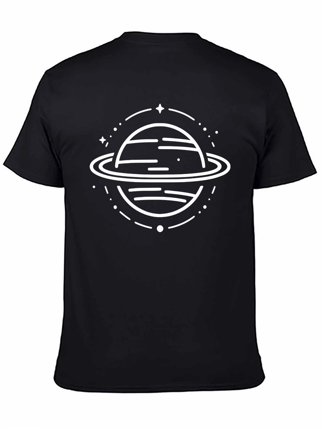 Mens Black T-Shirt with Planet Graphic