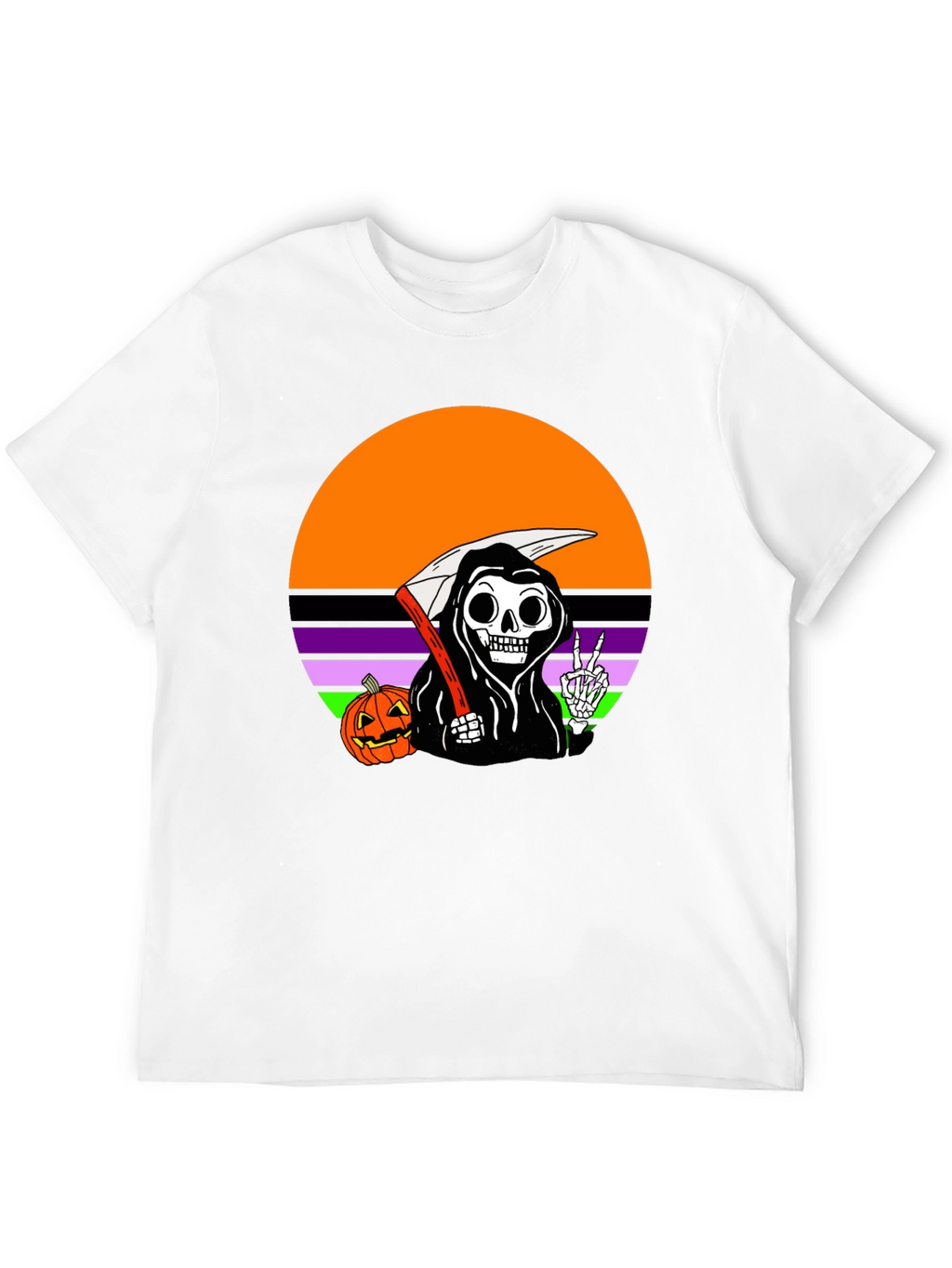 Grim Reaper Halloween T-Shirt with Peace Sign
