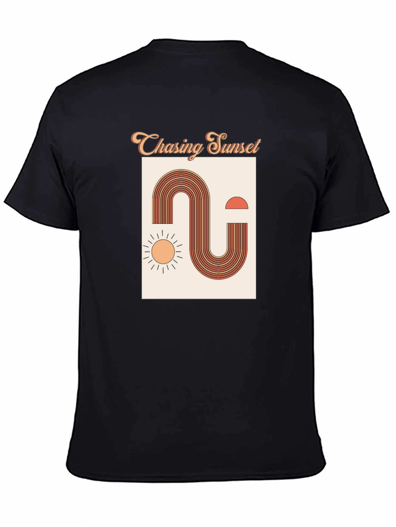 Retro Chasing Sunset Graphic Tee - Black