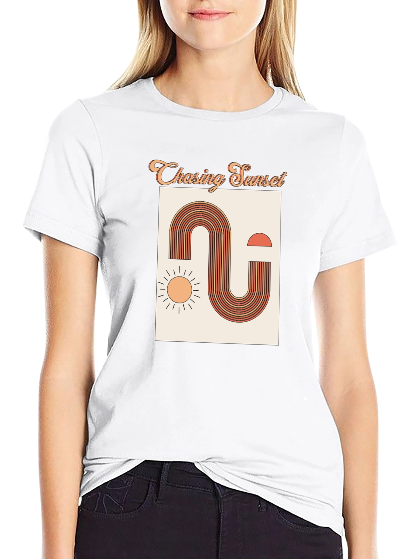 Retro Chasing Sunset Graphic Tee - Black