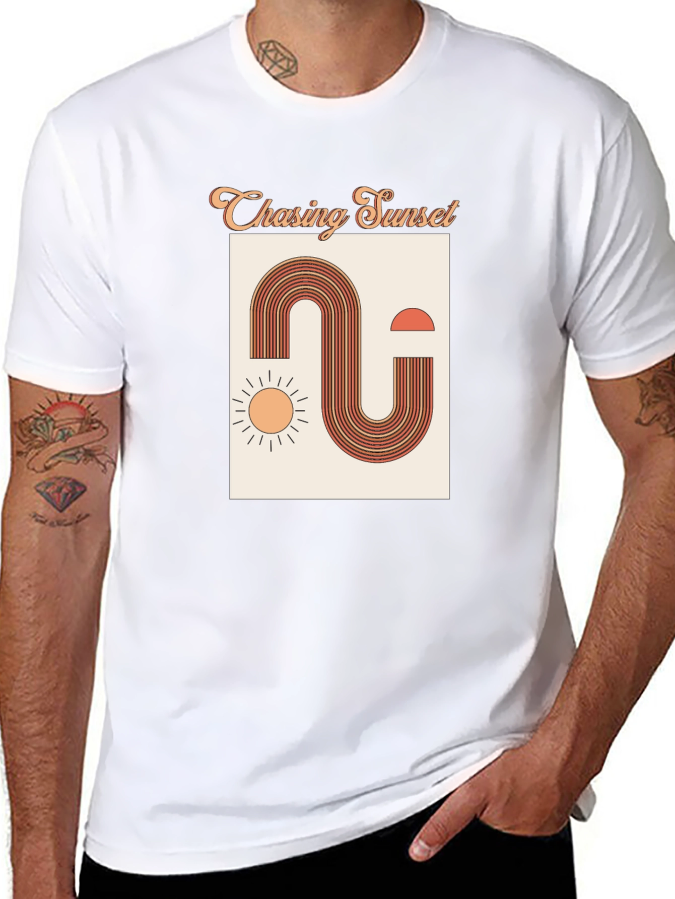 Retro Chasing Sunset Graphic Tee - Black