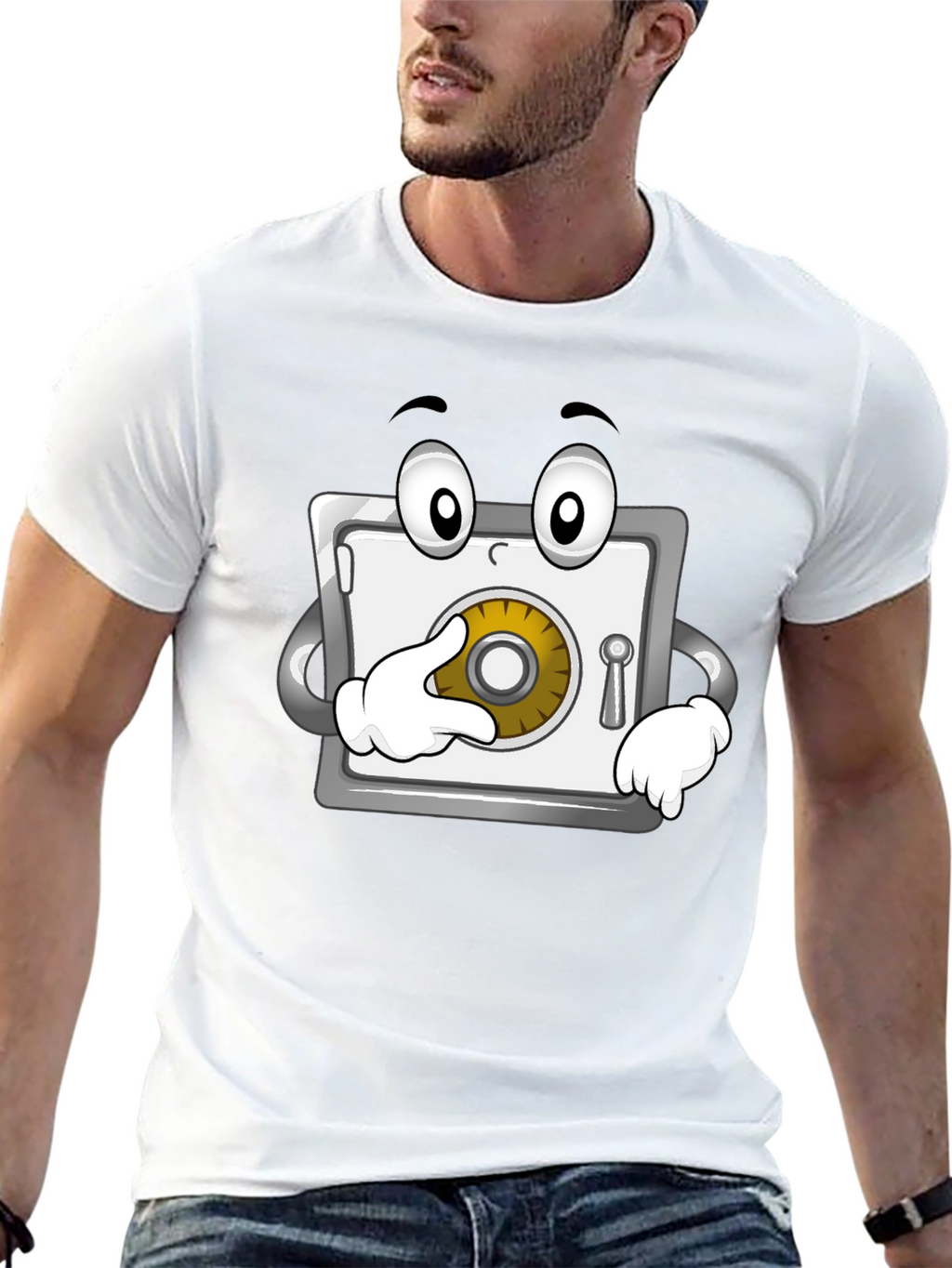 Funny Cartoon Safe T-Shirt - Black