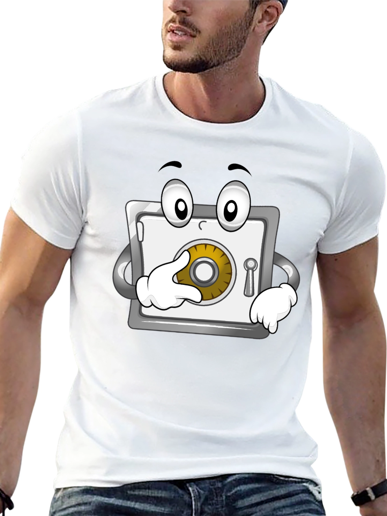 Funny Cartoon Safe T-Shirt - Black