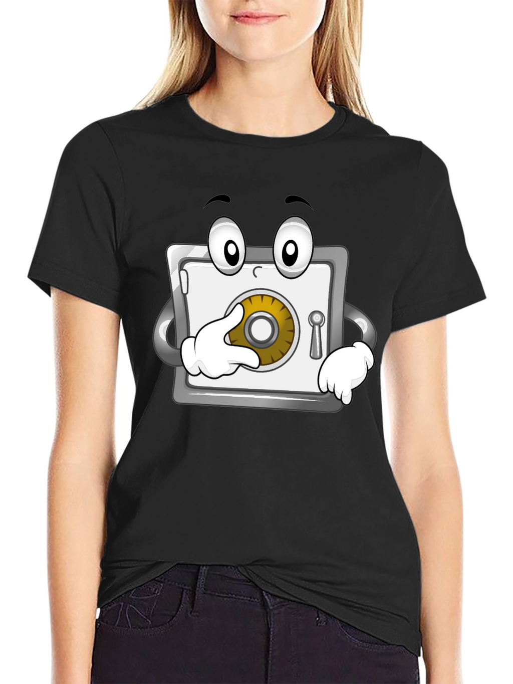 Funny Cartoon Safe T-Shirt - Black