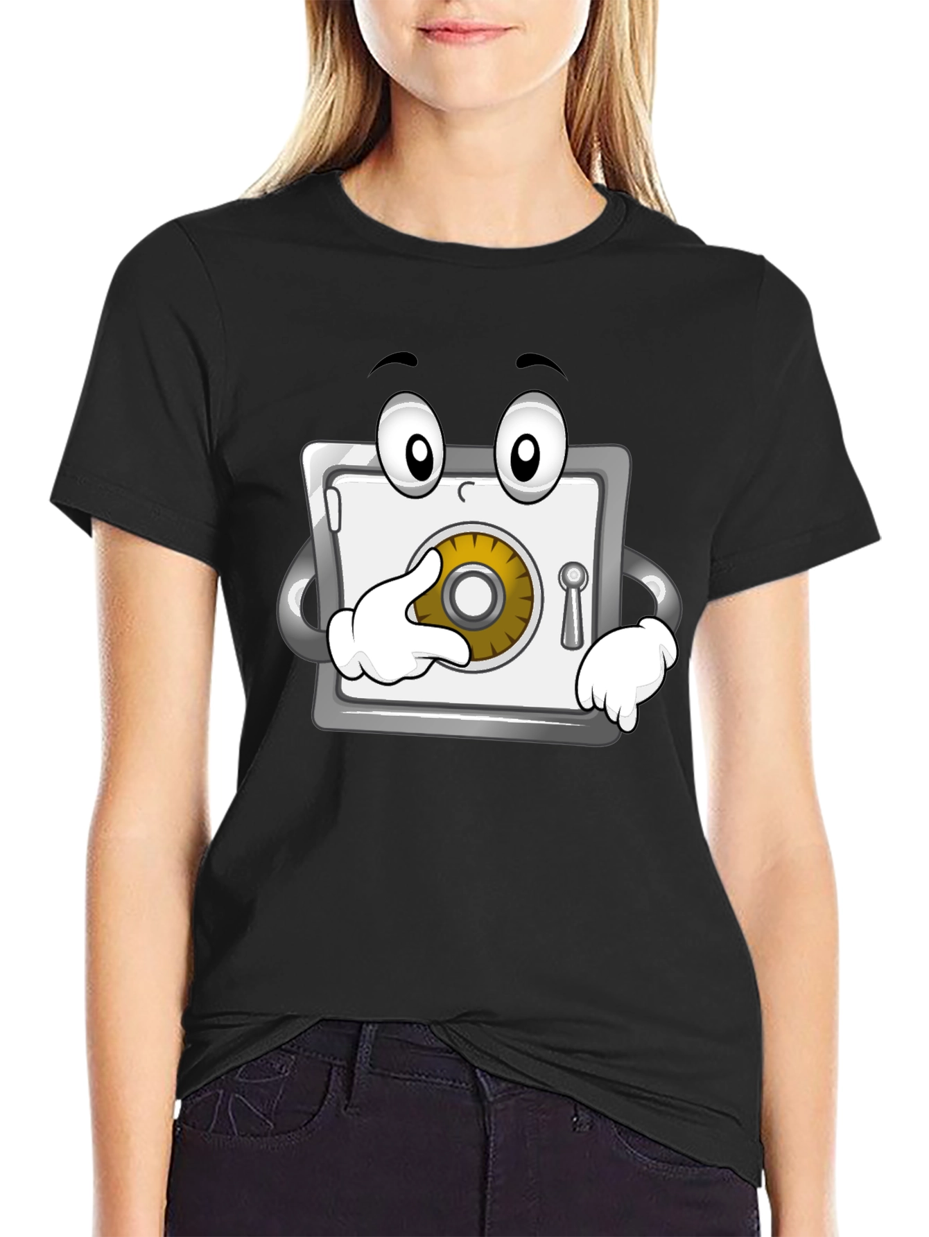 Funny Cartoon Safe T-Shirt - Black