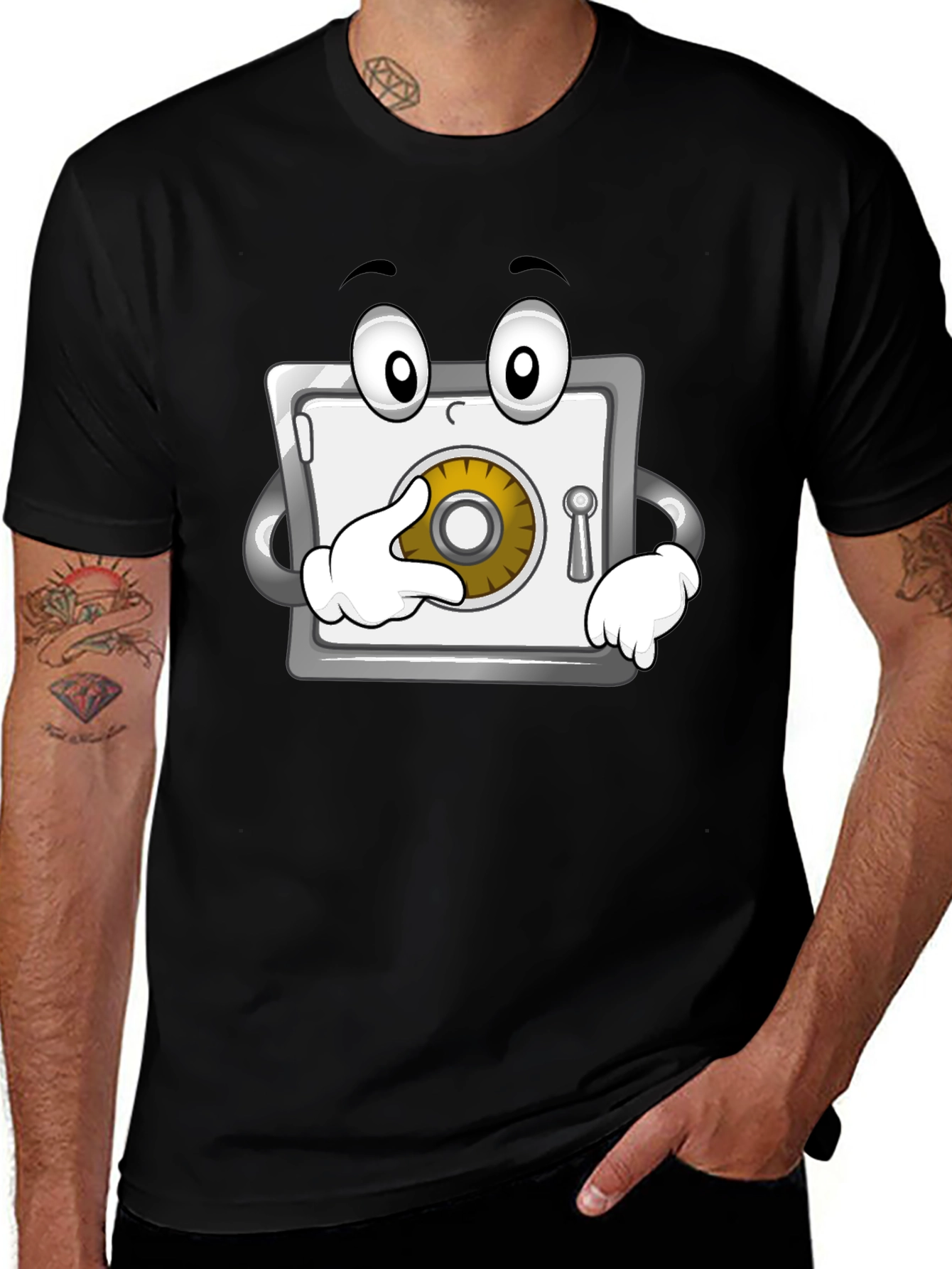 Funny Cartoon Safe T-Shirt - Black