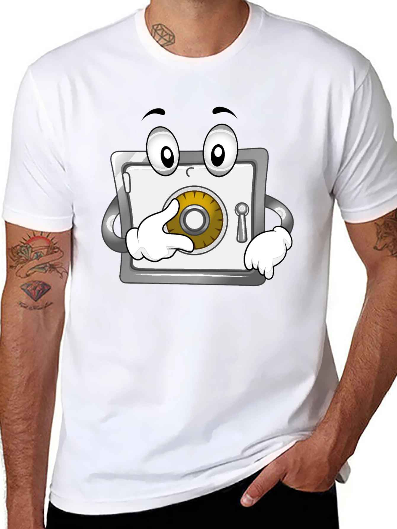 Funny Cartoon Safe T-Shirt - Black