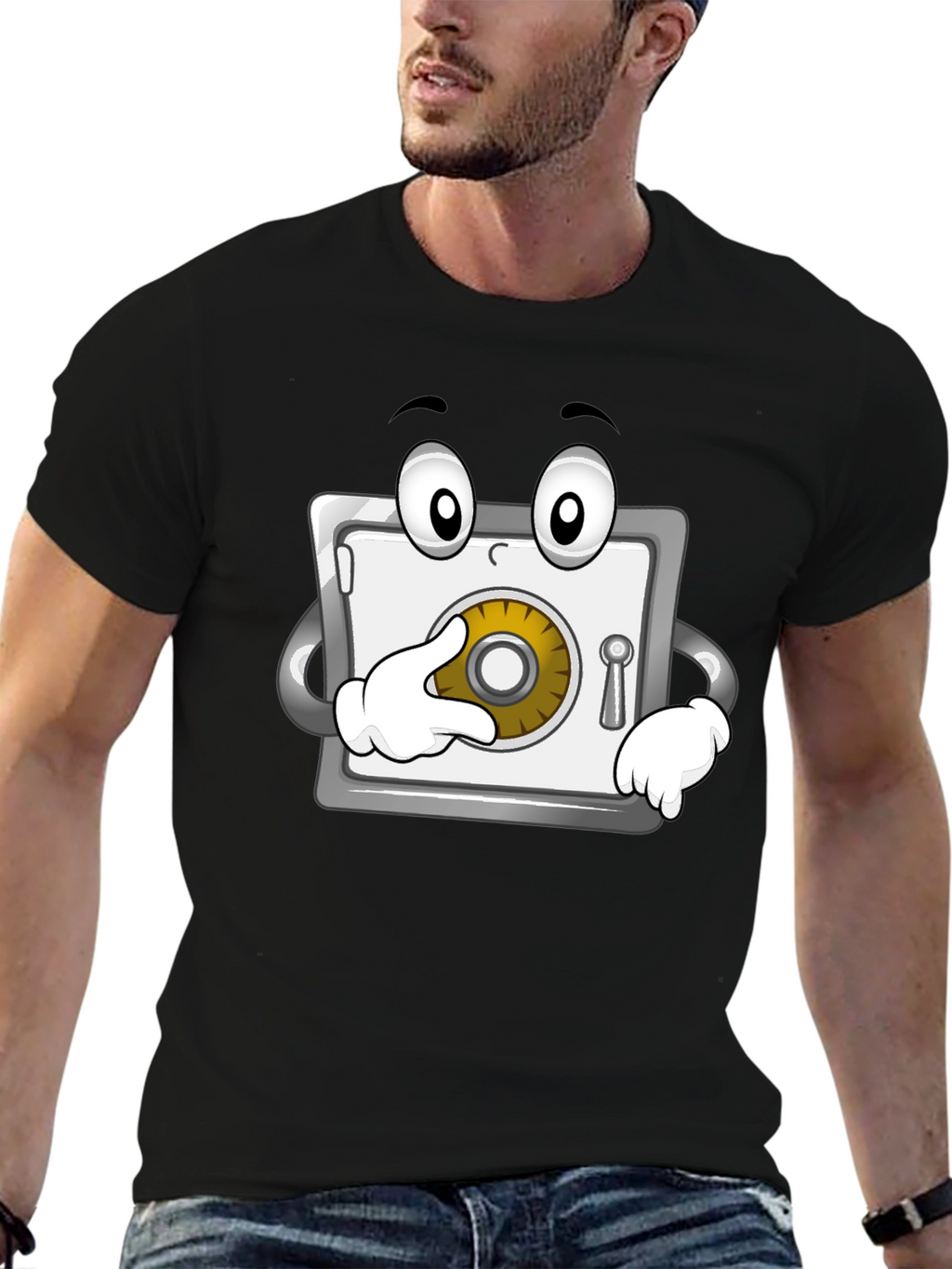 Funny Cartoon Safe T-Shirt - Black