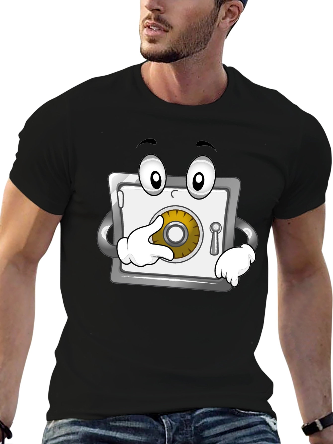 Funny Cartoon Safe T-Shirt - Black