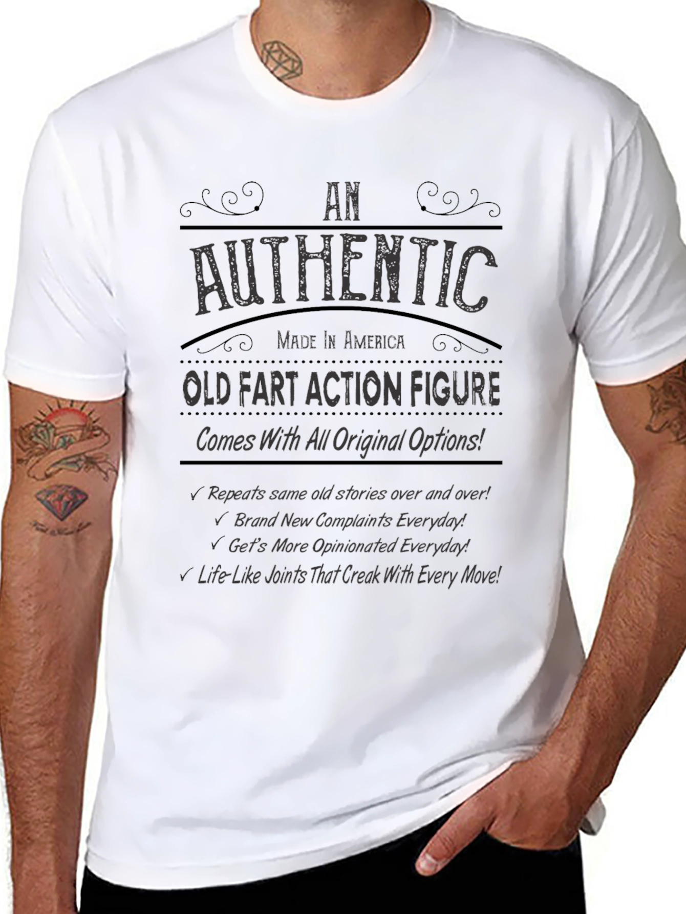 Authentic Old Fart Action Figure T-Shirt