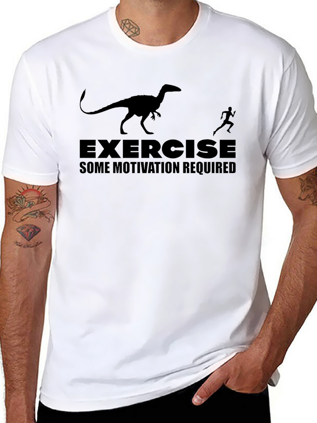 Exercise Motivation T-Shirt - Dinosaur Chasing Runner