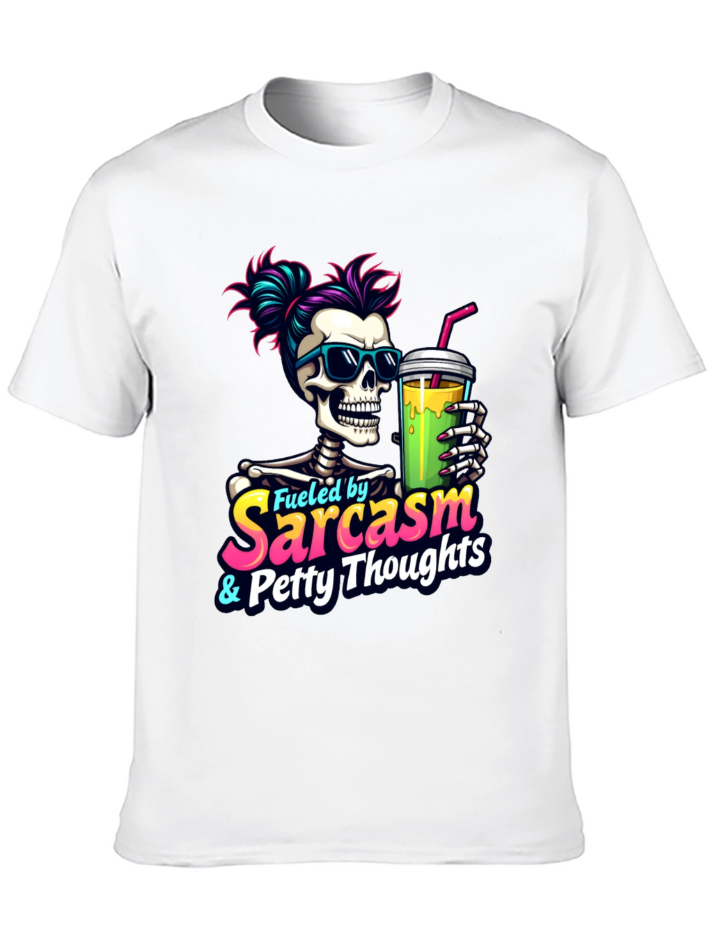 Fueled by Sarcasm Skeleton Graphic T-Shirt