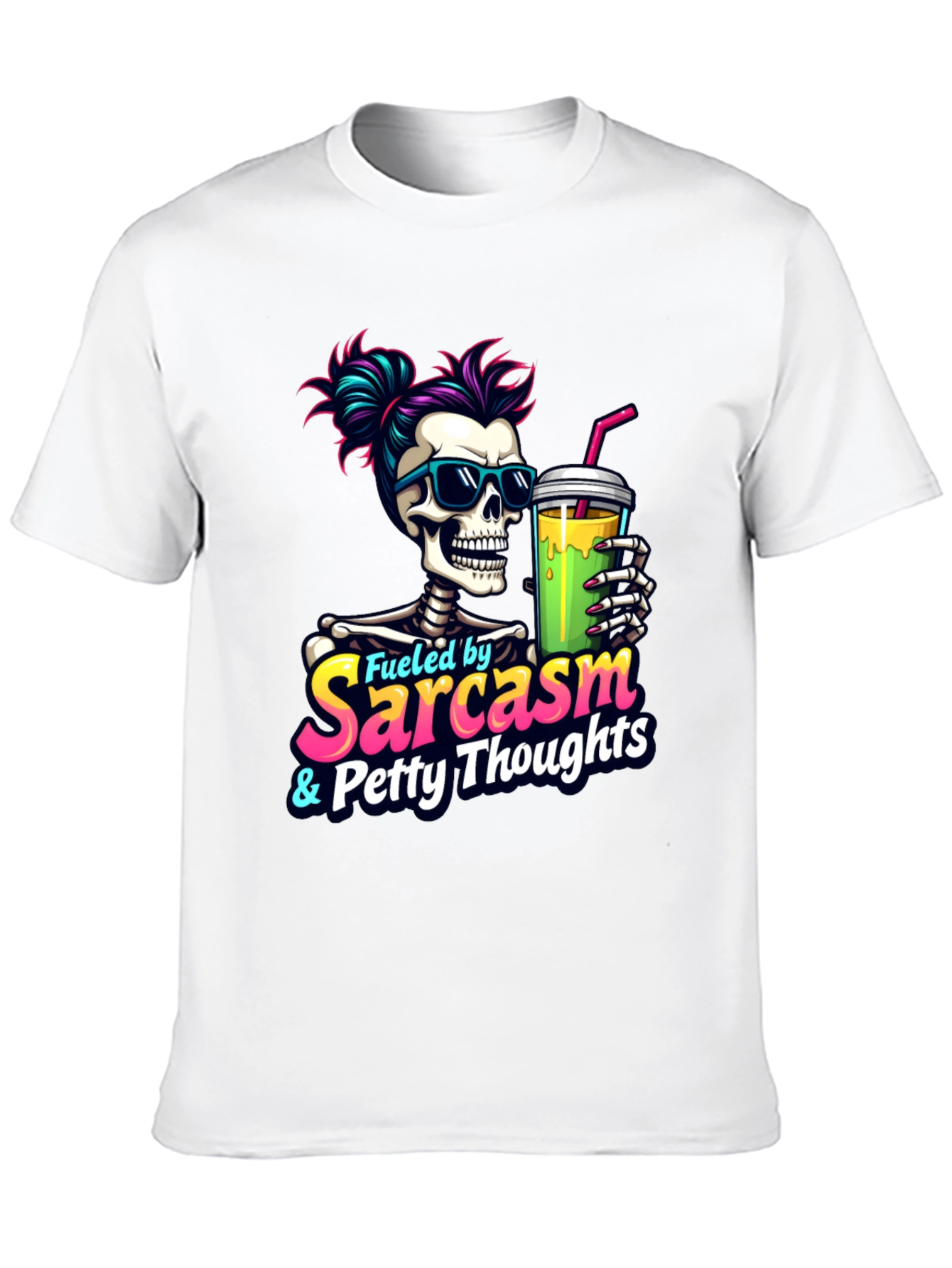 Fueled by Sarcasm Skeleton Graphic T-Shirt
