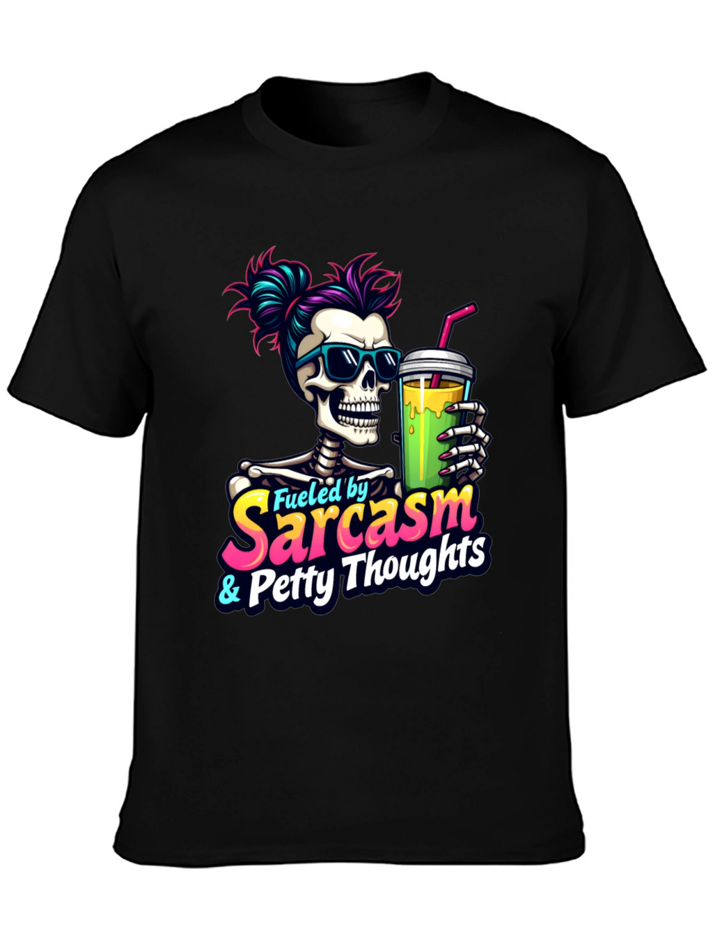 Fueled by Sarcasm Skeleton Graphic T-Shirt