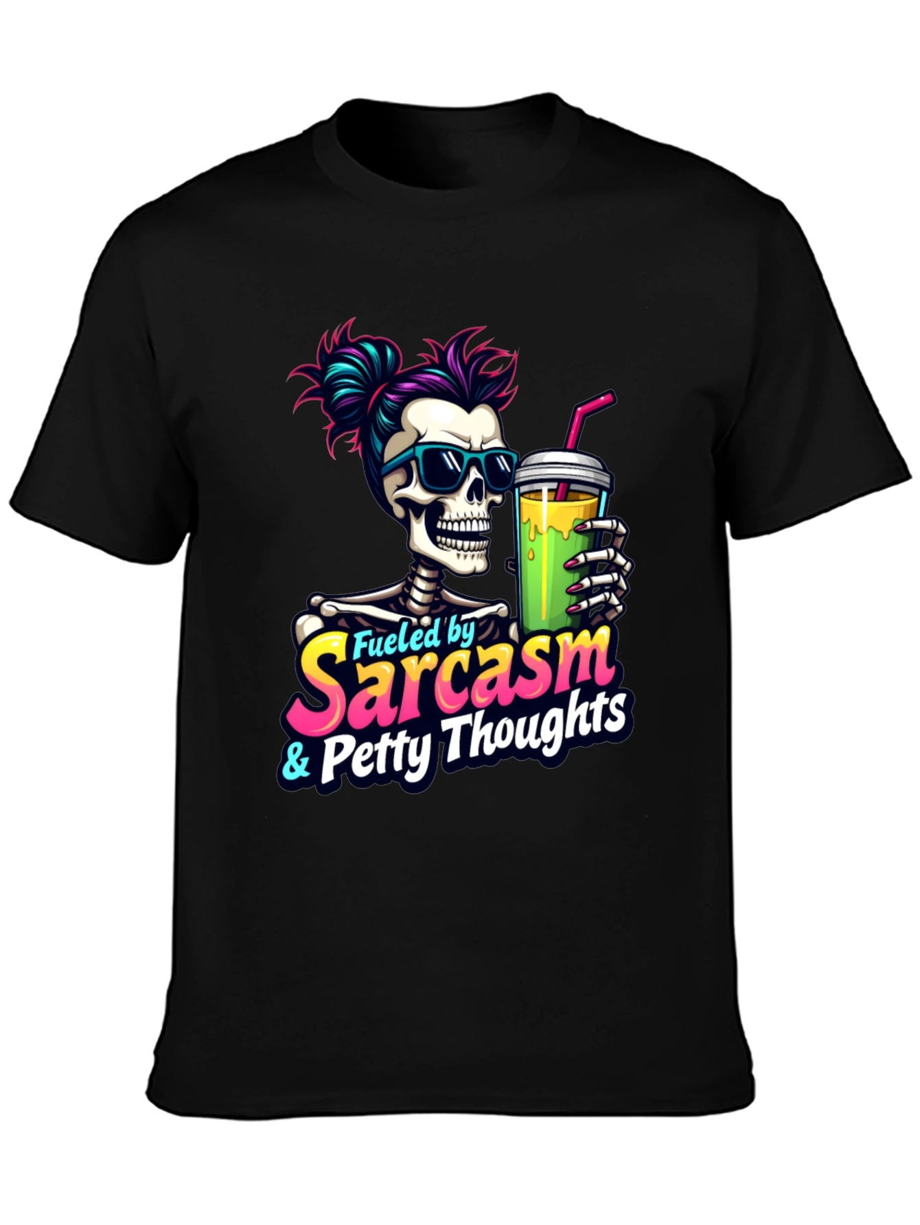 Fueled by Sarcasm Skeleton Graphic T-Shirt