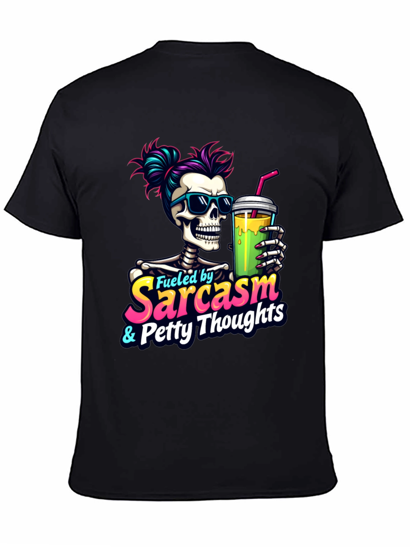Fueled by Sarcasm Skeleton Graphic T-Shirt