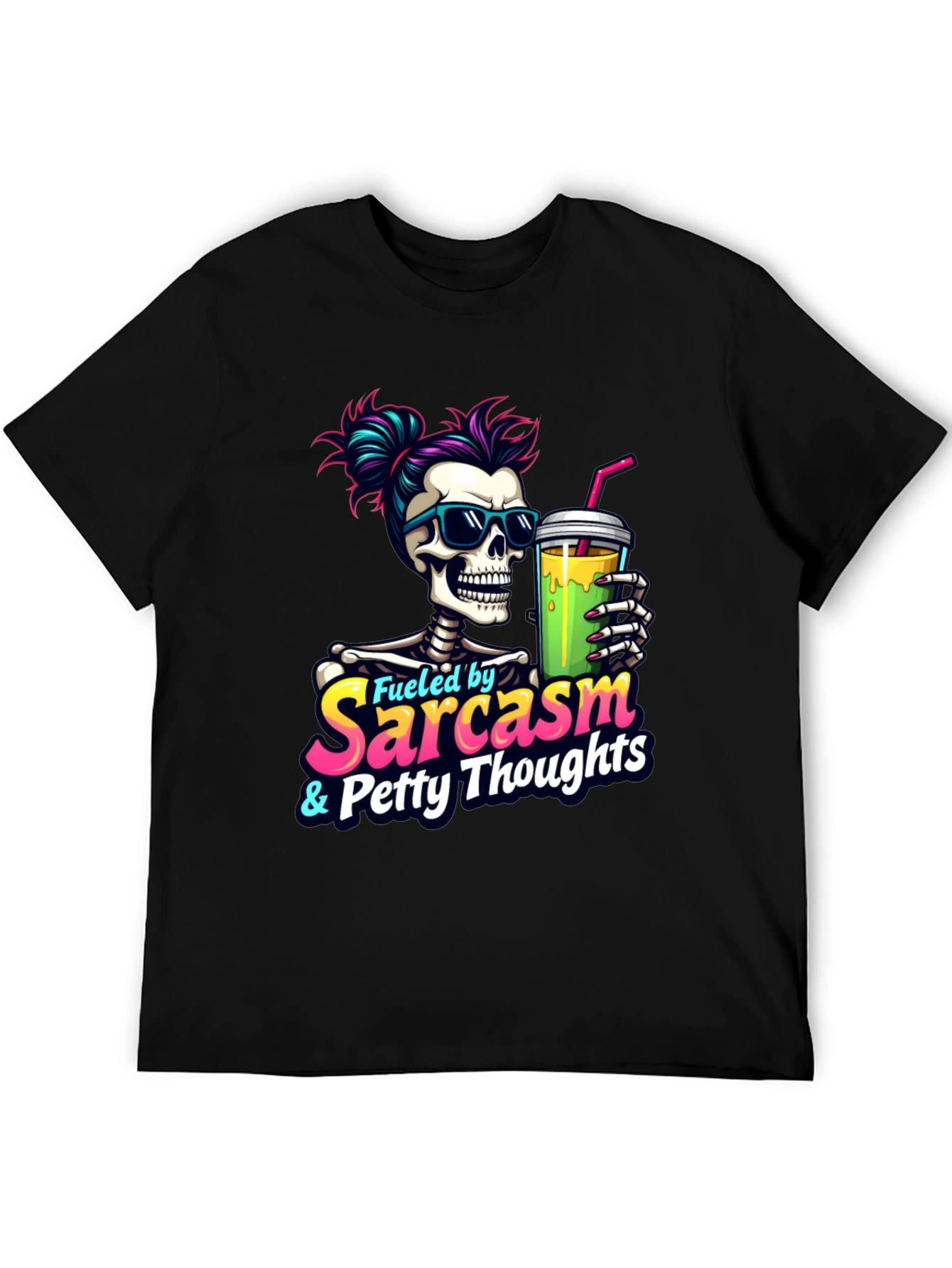 Fueled by Sarcasm Skeleton Graphic T-Shirt