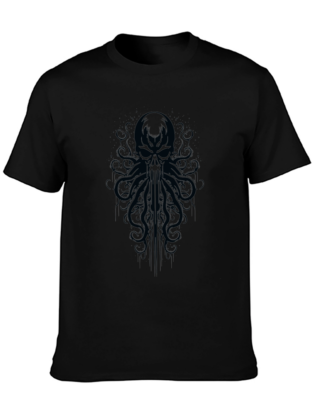 Mens Black Skull Octopus Graphic T-Shirt