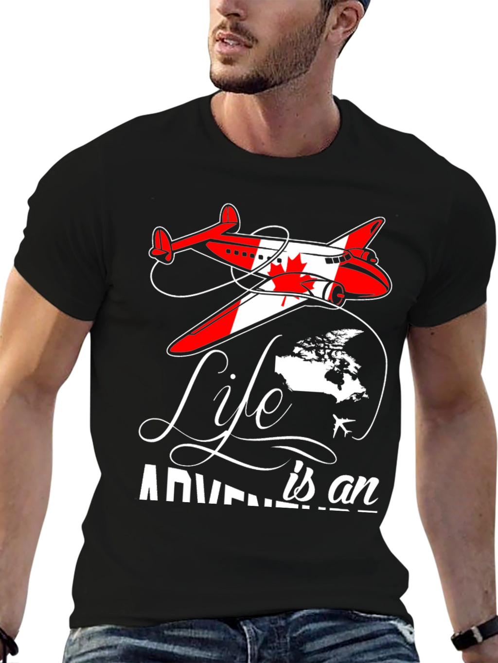 Life is an Adventure Canada Airplane Graphic T-Shirt