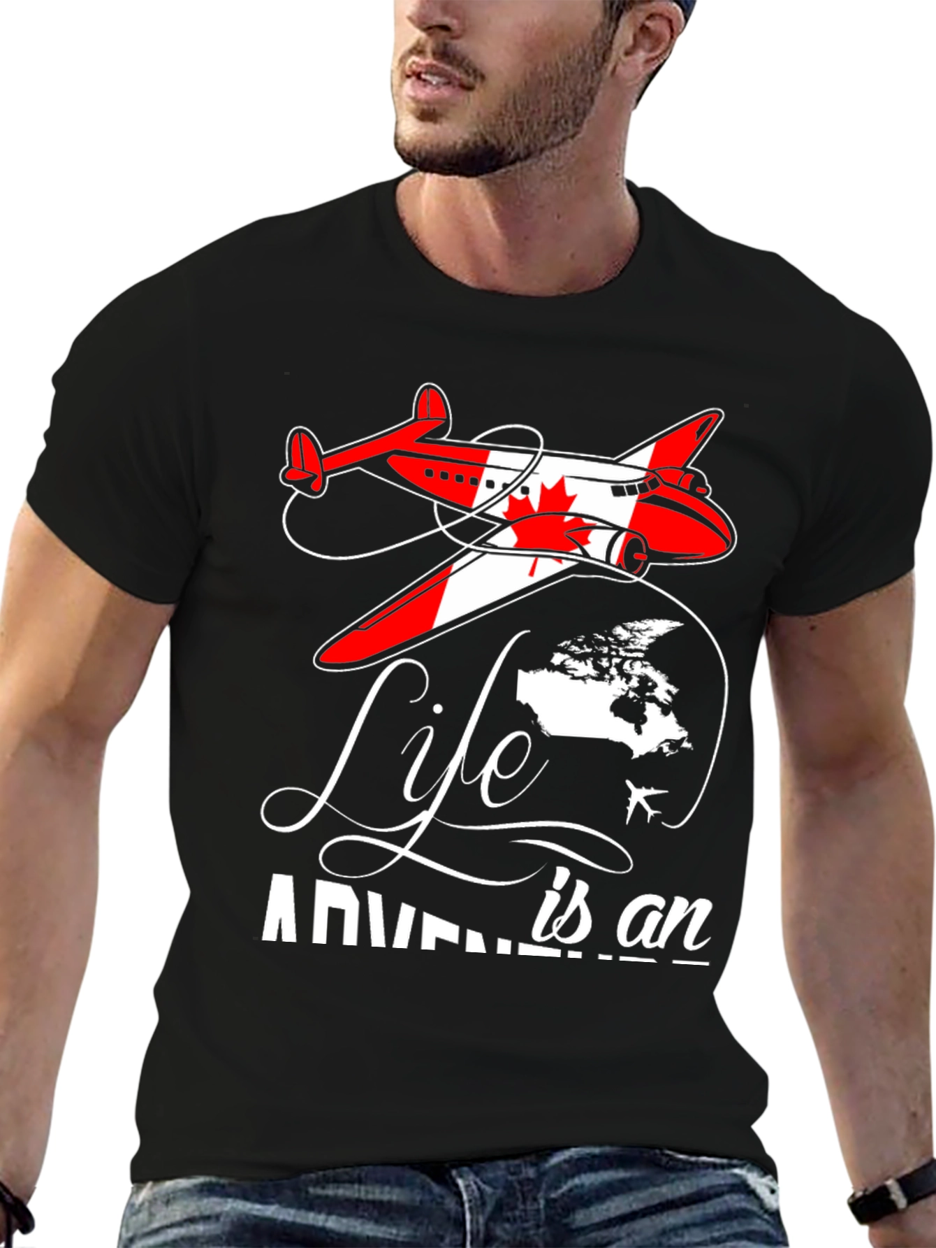 Life is an Adventure Canada Airplane Graphic T-Shirt