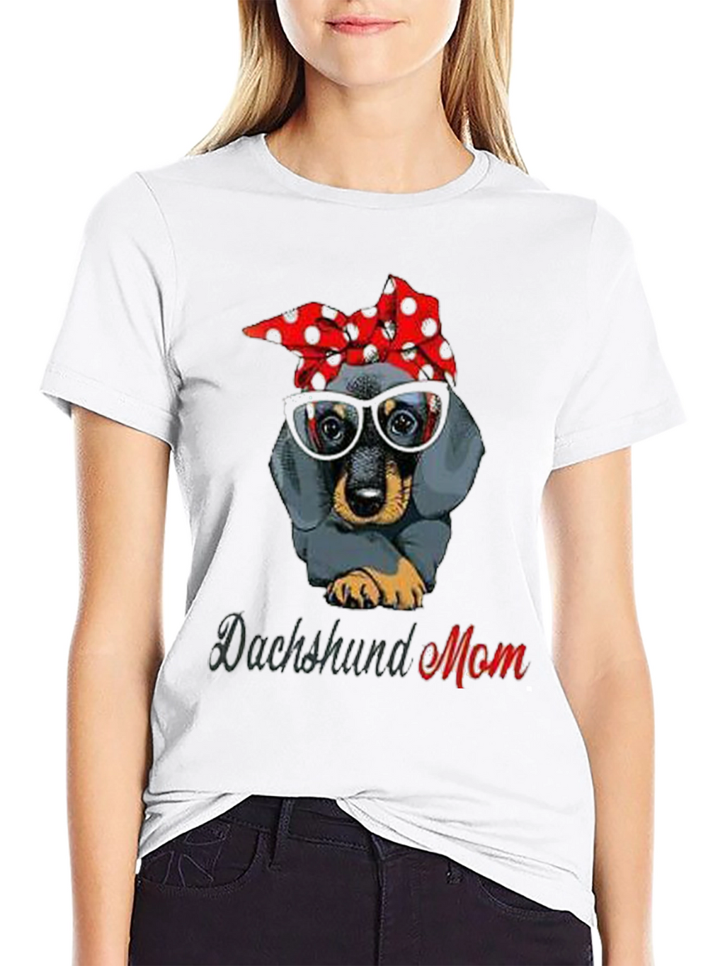 Dachshund Mom T-Shirt: Cute Dog Bandana & Glasses Tee