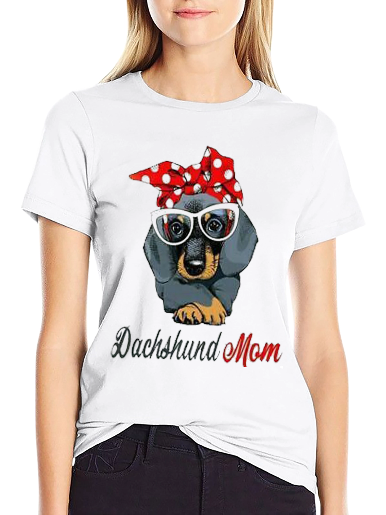 Dachshund Mom T-Shirt: Cute Dog Bandana & Glasses Tee