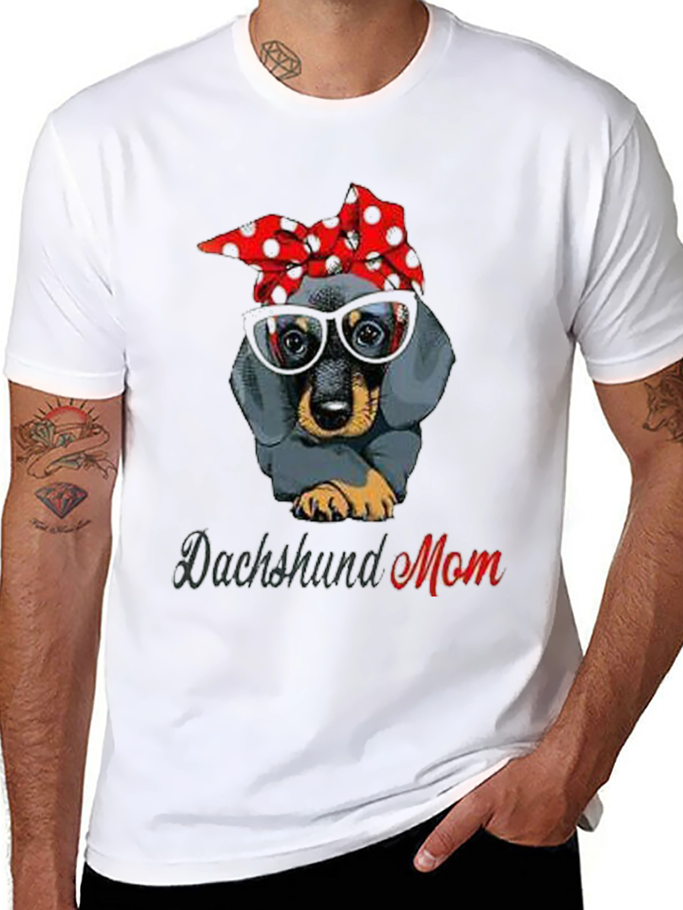Dachshund Mom T-Shirt: Cute Dog Bandana & Glasses Tee