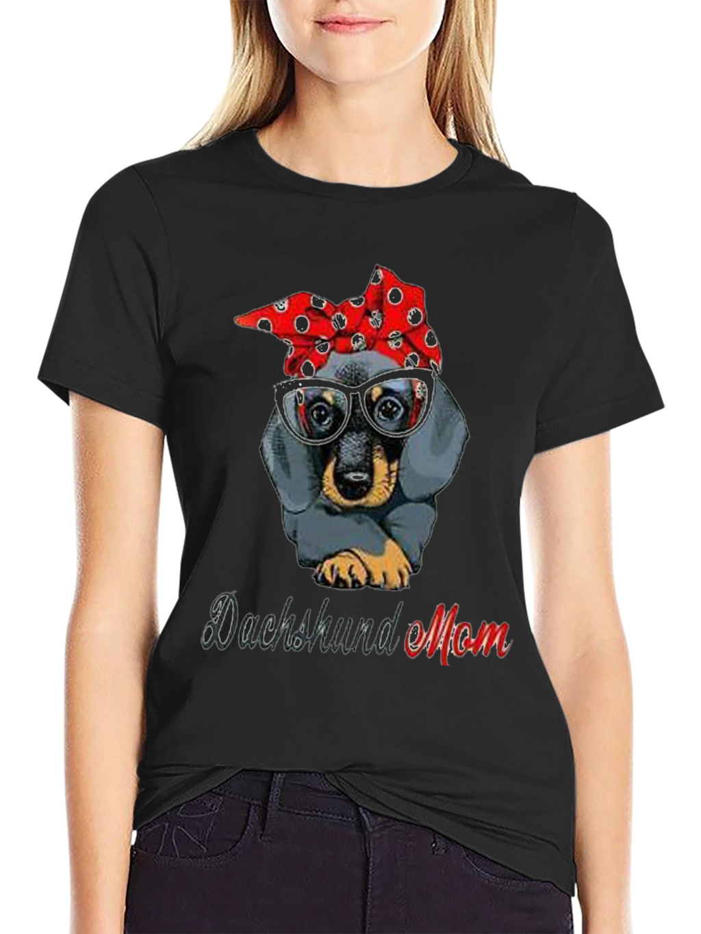 Dachshund Mom T-Shirt: Cute Dog Bandana & Glasses Tee