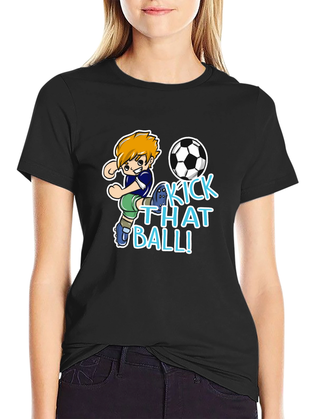 Kick That Ball T-Shirt - Soccer Cartoon Design