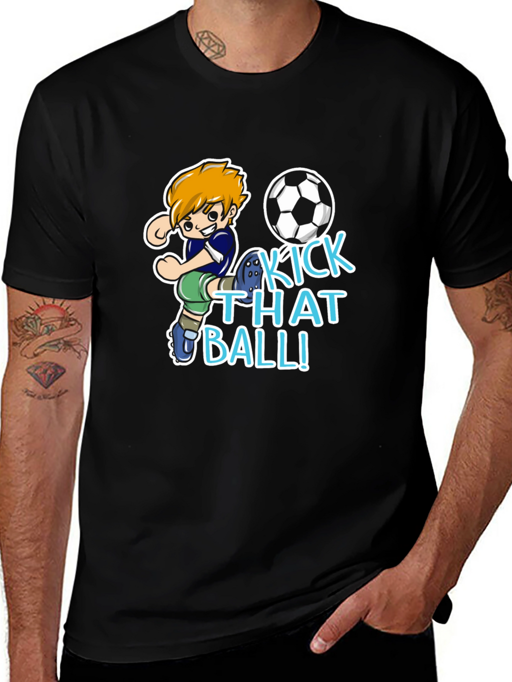 Kick That Ball T-Shirt - Soccer Cartoon Design