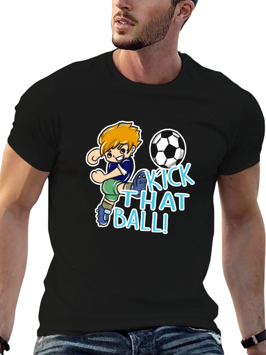 Kick That Ball T-Shirt - Soccer Cartoon Design