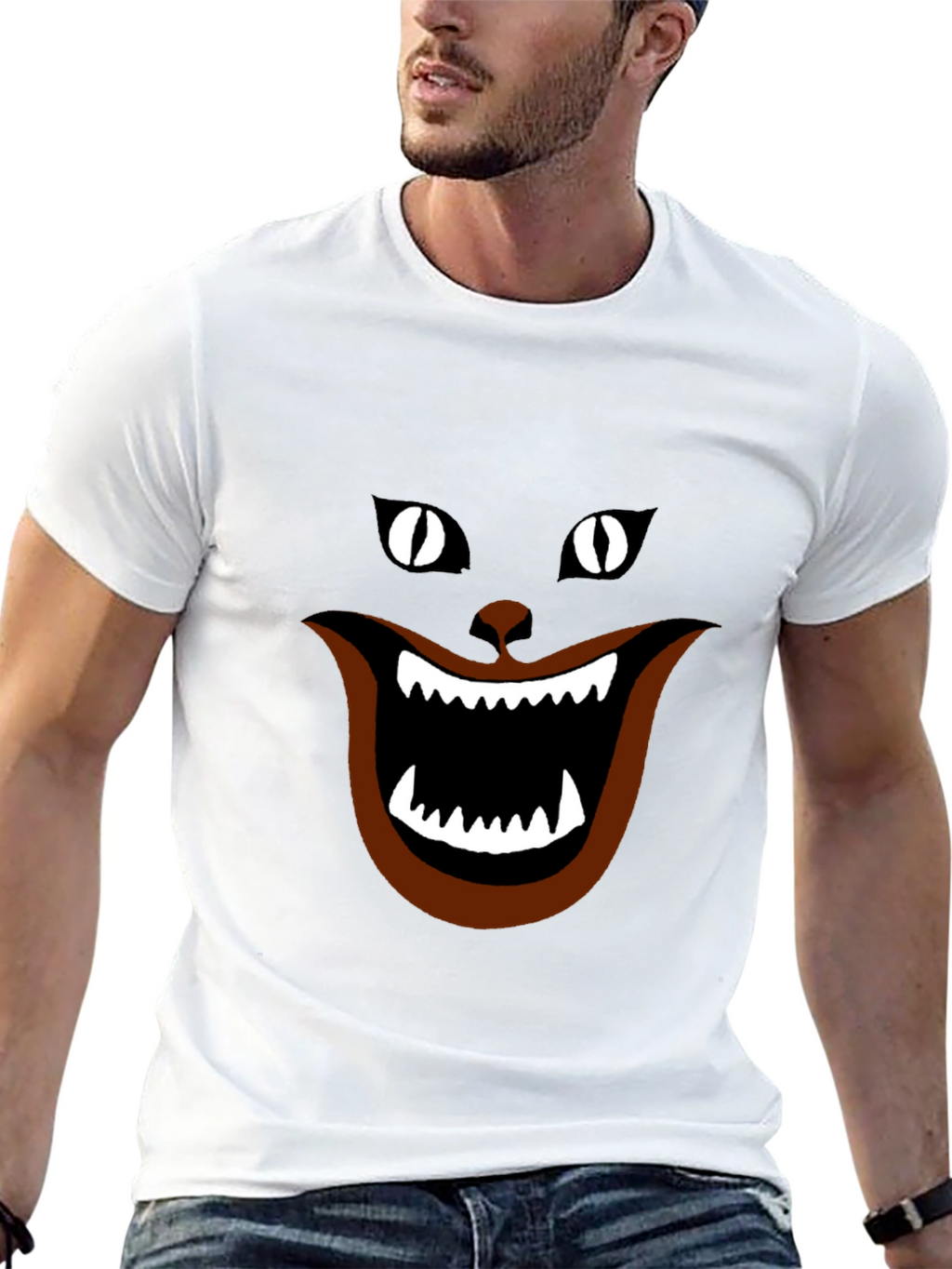Funny Black Cat T-Shirt - Cheshire Grin