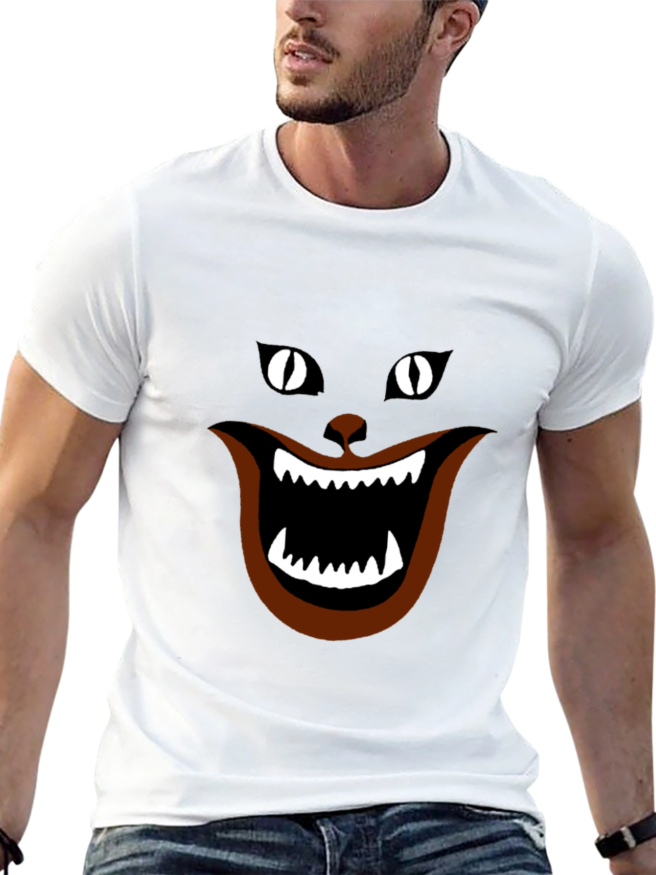 Funny Black Cat T-Shirt - Cheshire Grin