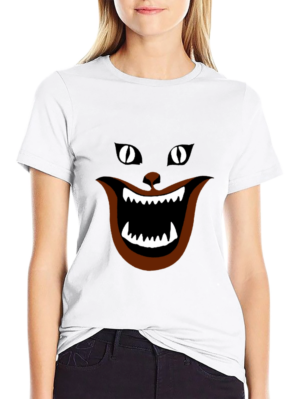 Funny Black Cat T-Shirt - Cheshire Grin