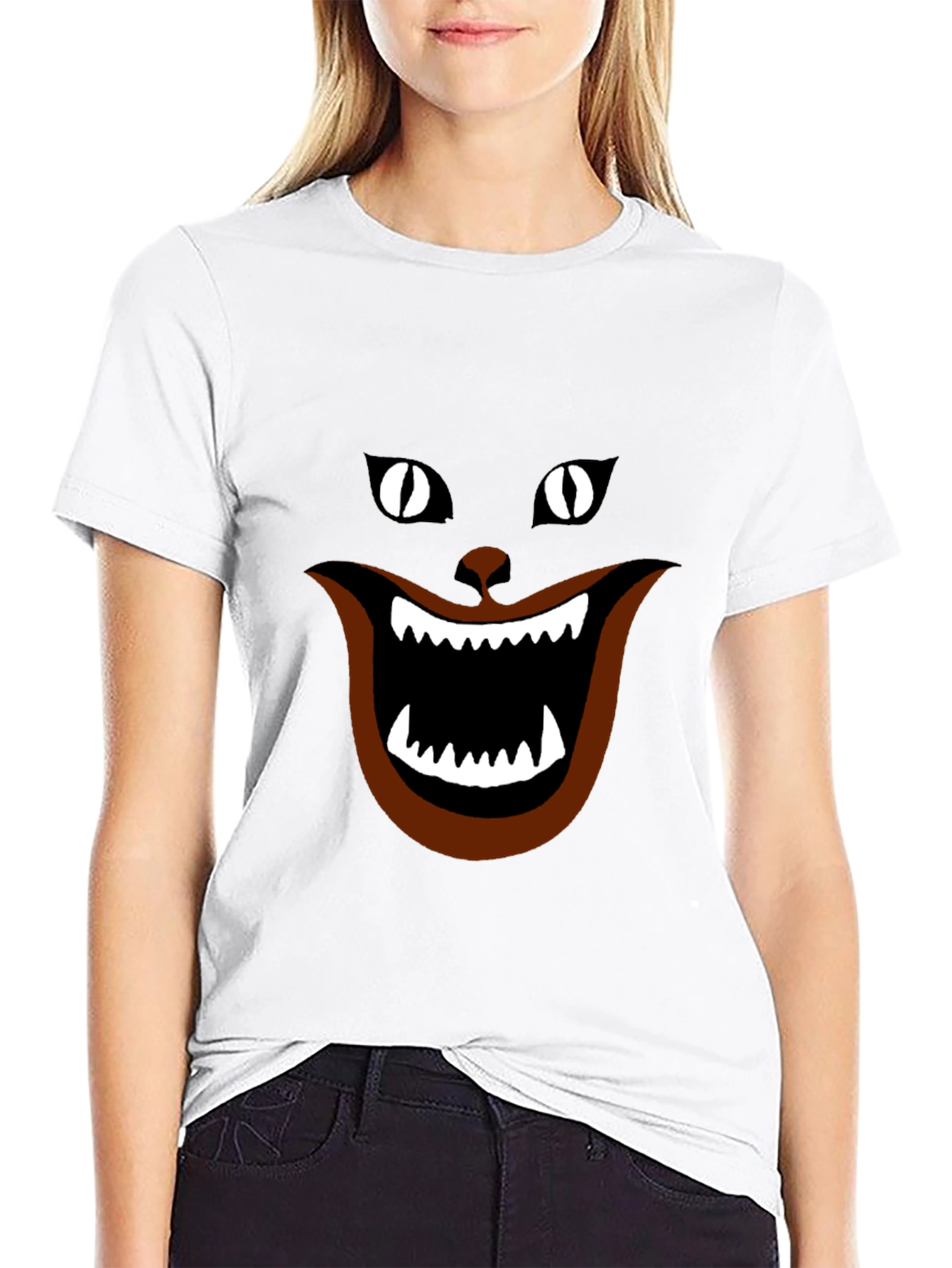 Funny Black Cat T-Shirt - Cheshire Grin