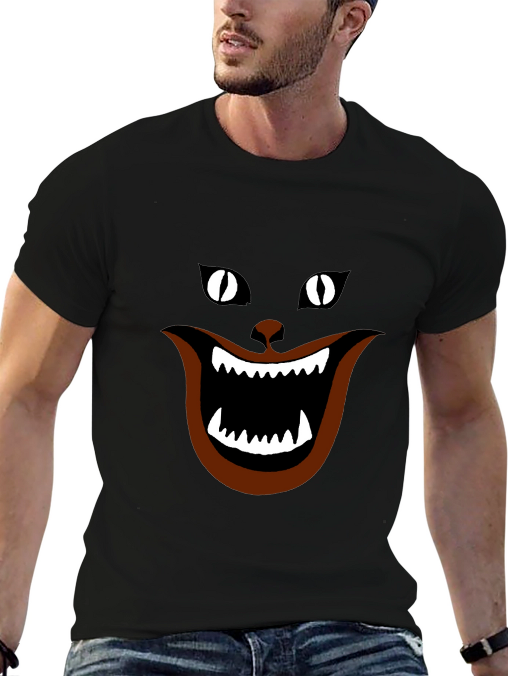 Funny Black Cat T-Shirt - Cheshire Grin