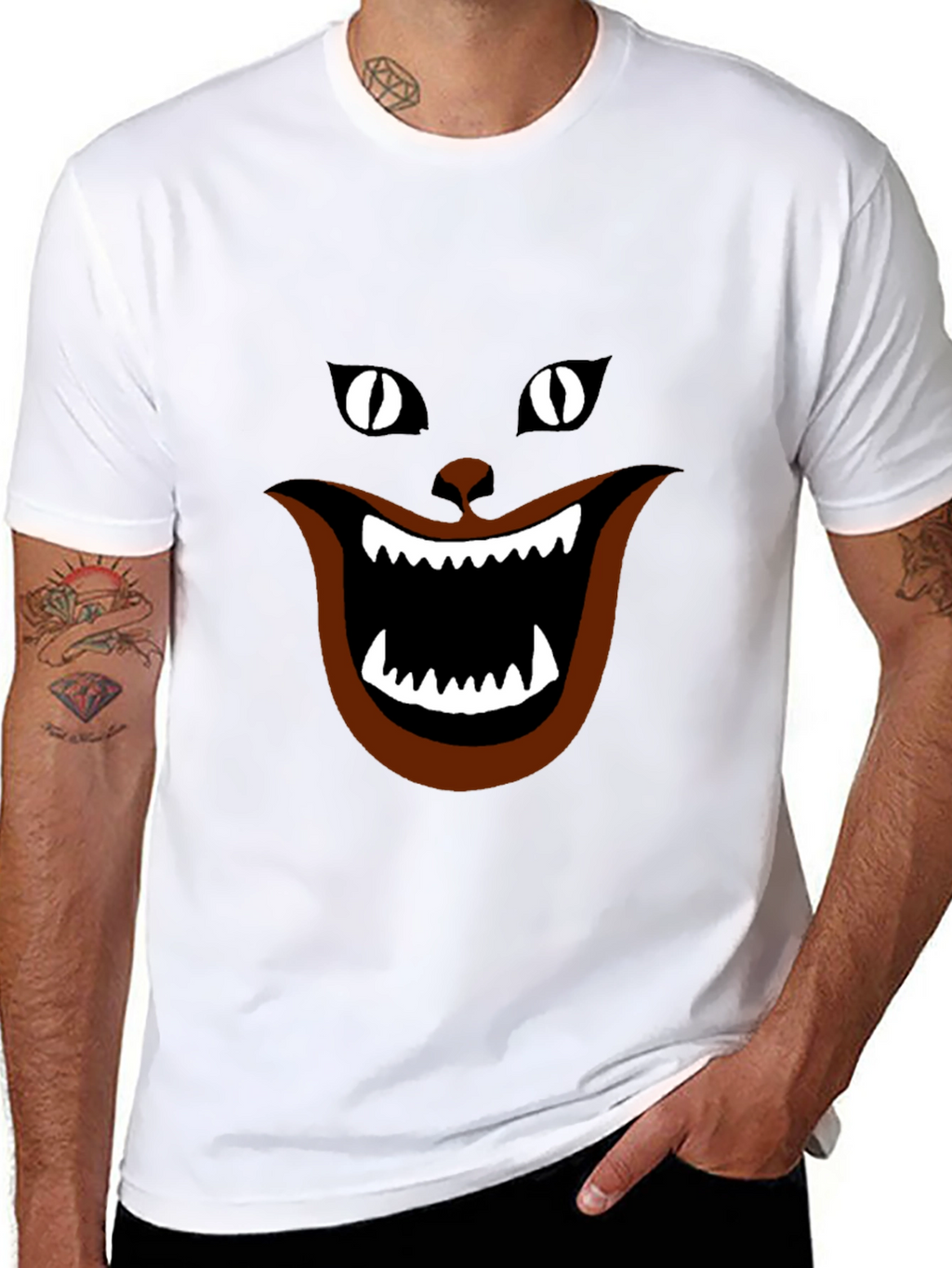 Funny Black Cat T-Shirt - Cheshire Grin