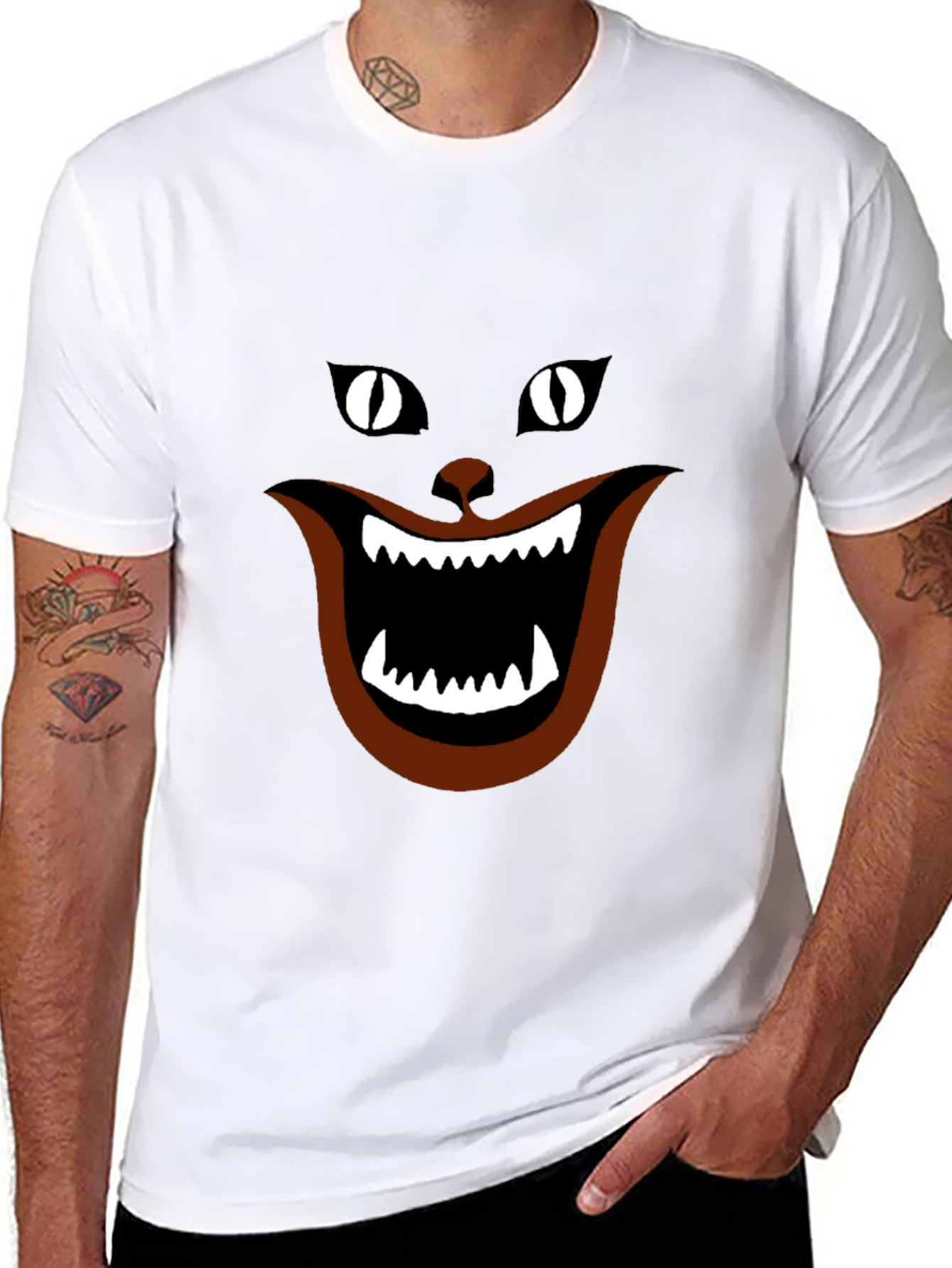 Funny Black Cat T-Shirt - Cheshire Grin