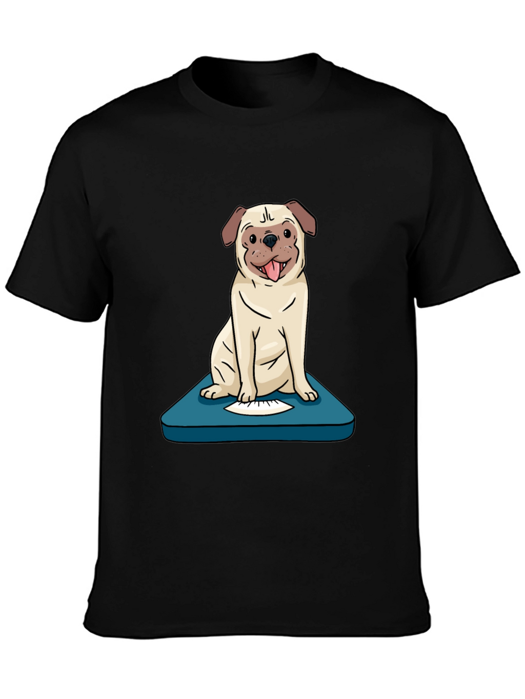 Pug on Scale Graphic Tee - Unisex Black T-Shirt