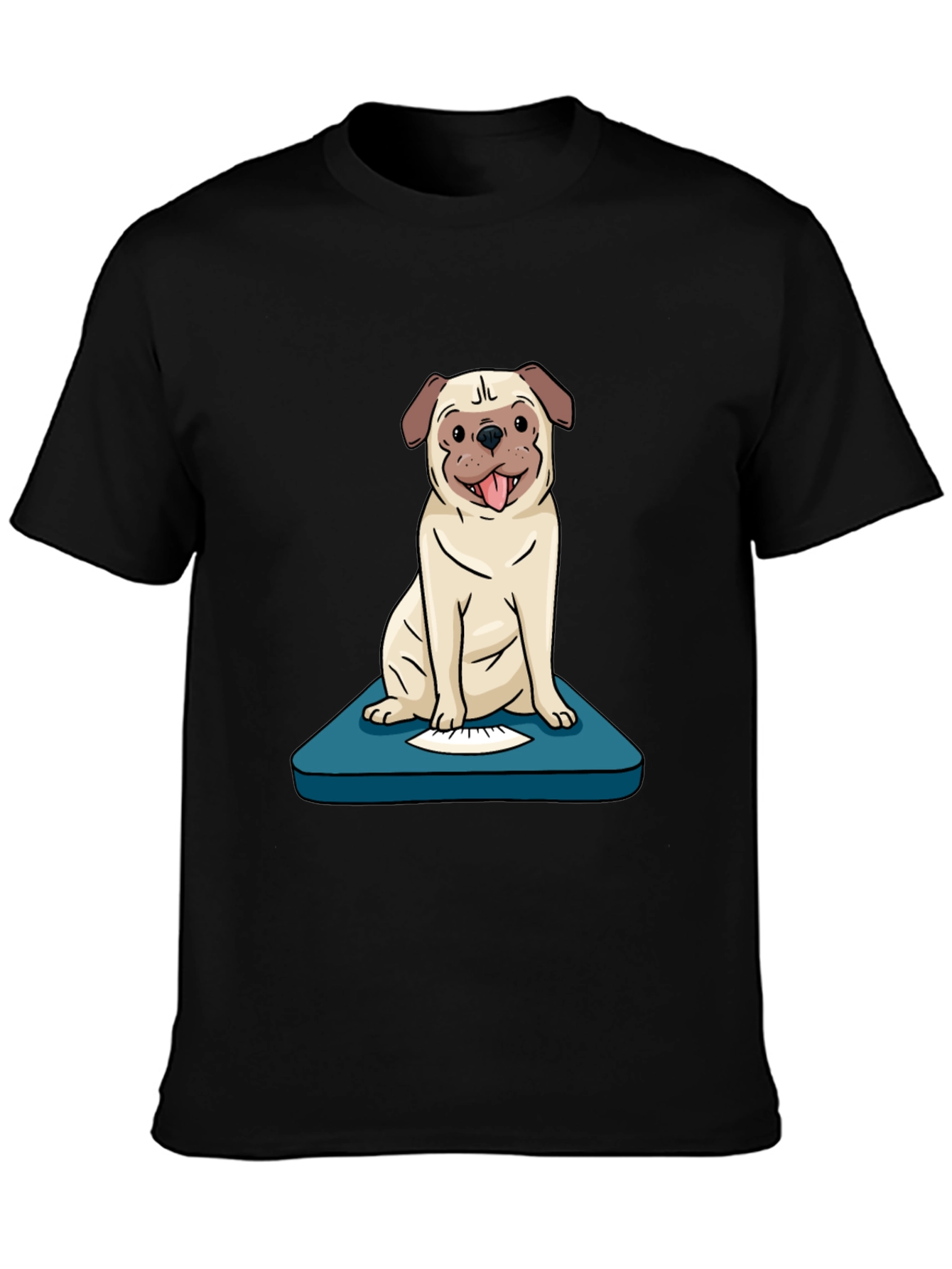 Pug on Scale Graphic Tee - Unisex Black T-Shirt