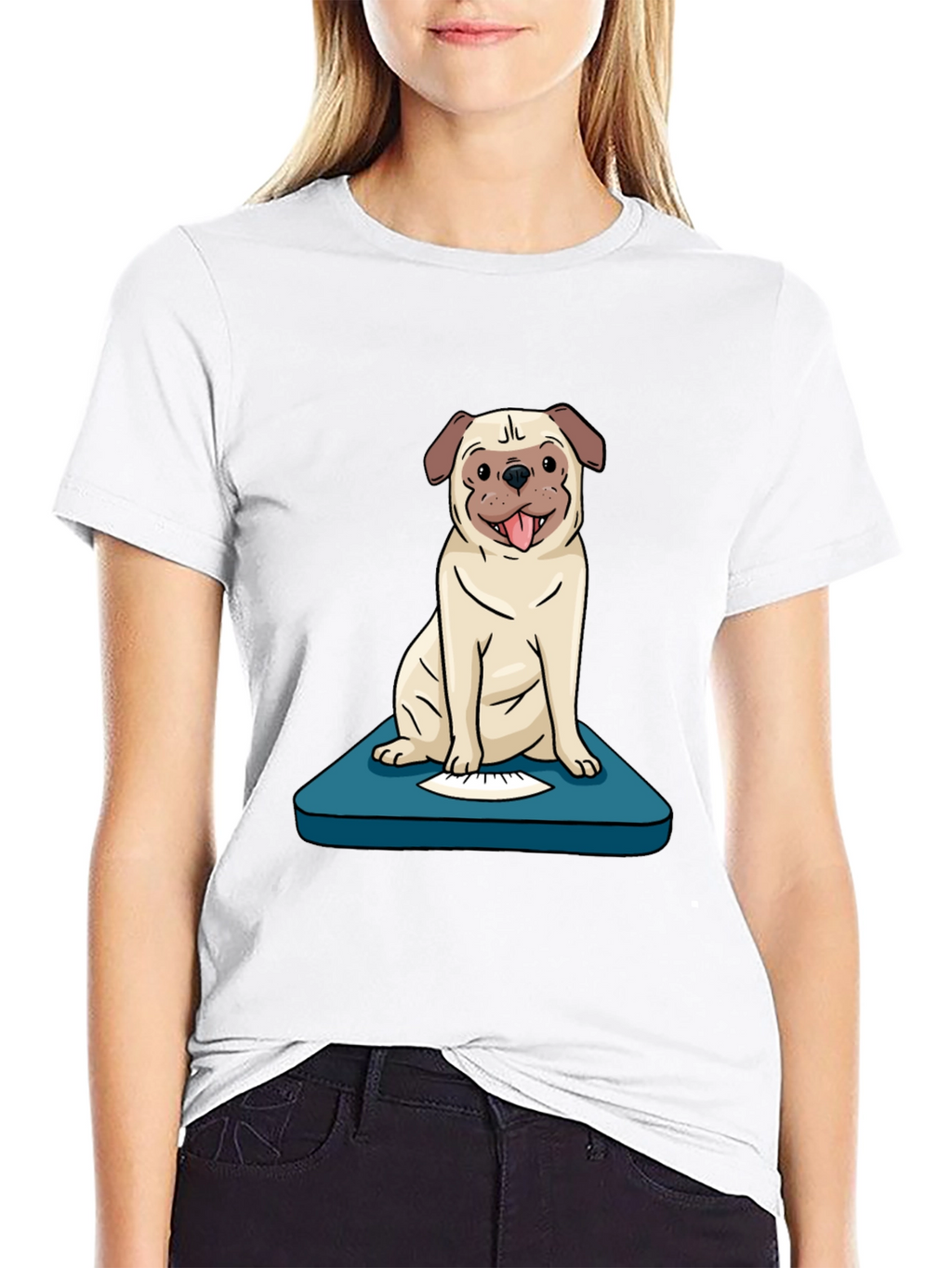 Pug on Scale Graphic Tee - Unisex Black T-Shirt